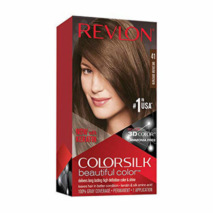 Picture of REVLON Colorsilk Beautiful Color Permanent Hair Color with 3D Gel Technology & Keratin, 100% Gray Coverage Hair Dye, 41 Medium Brown