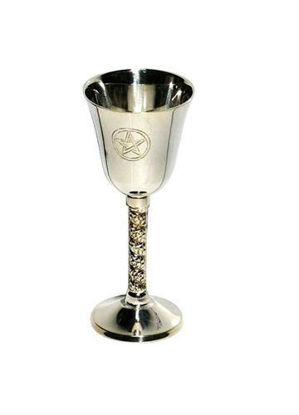 Picture of Pentagram Chalice 5" High~ Silver Plated 100% Solid Brass by New Age Imports, Inc.