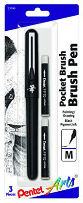Picture of Pentel Arts Pocket Brush Pen, Includes 2 Black Ink Refills (GFKP3BPA)