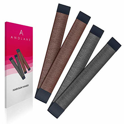 Picture of Women's Hair Bun Maker French Twist Hair Fold Wrap Snap by Andlane (1 Black, 1 Brown)