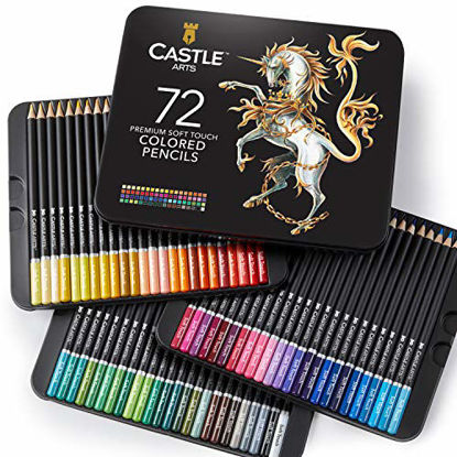 Picture of Castle Art Supplies 72 Premium Colored Pencils Set for Adults Artists | Ideal for Coloring Books Drawing Sketching Shading | Artist Soft Series Lead Cores with Vibrant Colors