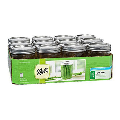 Picture of Ball Wide Mouth Pint 16-Ounce Glass Mason Jar with Lids and Bands, 12-Count
