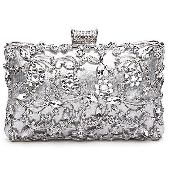 Silver Diamanté Chain Strap Clutch Bag | New Look
