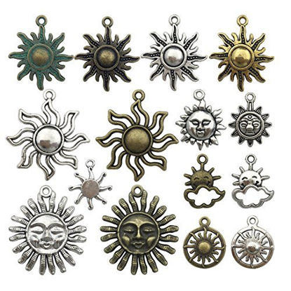 Picture of Celestial Sun Charm-100g (About 45-50pcs) Craft Supplies Sun Charms Pendants for Crafting, Jewelry Findings Making Accessory for DIY Necklace Bracelet (M006)