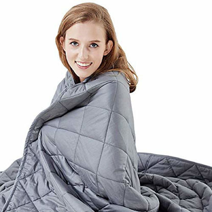 Picture of Hypnoser Weighted Blanket Twin Size (15 lbs 48"x72" ) for Kids and Adults | Heavy Blanket for Better Sleep, Fits Twin or Full Size Beds (Dark Grey)