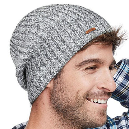 Picture of LETHMIK Winter Beanie Skull Cap Warm Knit Fleece Ski Slouchy Hat for Men & Women Mix Light Grey