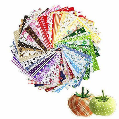 Picture of 60 Pcs 4" x 4"(10cm x 10cm) Assorted Craft Fabric Bundle Squares Patchwork Fabric Sets for DIY Sewing Scrapbooking Quilting Dot Pattern
