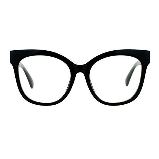 Picture of Super Oversized Clear Lens Glasses Womens Butterfly Frame Eyeglasses Black