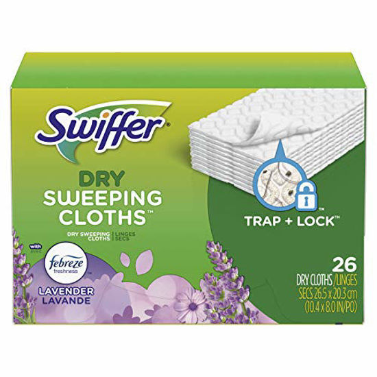GetUSCart- Swiffer Sweeper Dry Sweeping Pad, Multi Surface Refills for  Dusters Floor Mop with Febreze Lavender Scent, 26 Count (Pack of 2)