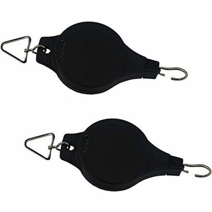 Picture of Ogrmar Plant Pulley Retractable Pulley Plant Hanger Hanging Flower Basket Hook Hanger for Garden Baskets Pots and Birds Feeder in Different Height Lower and Raise Pack of 2 (Black)