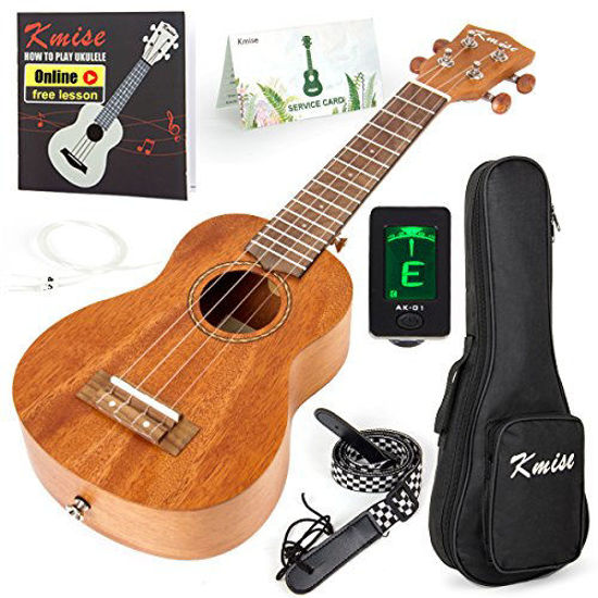 Picture of Ukulele Soprano Beginner Mahogany 21 Inch Vintage Hawaiian Ukelele With Uke Starter Pack Kit ( Gig Bag Tuner Strap String Instruction Booklet )