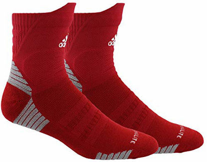 Picture of adidas Unisex-US Alphaskin Maximum Cushioned High Quarter Socks (1-Pair), Power Red/White/Light Onix, 6.5-9