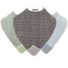 Picture of Nuby Reversible 100% Natural Cotton Muslin 3 Piece Teething Bib, Green/Grey/Blue, Dinosaur/Bear/Stripes