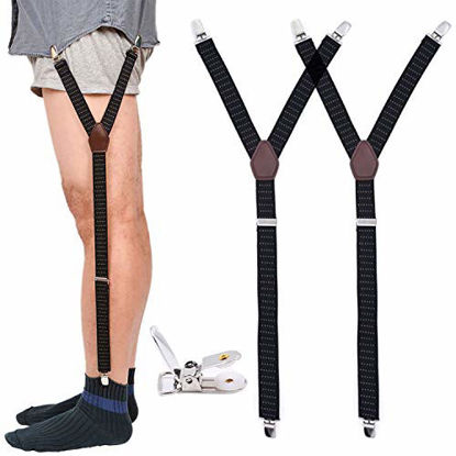 Picture of Mens Shirt Stays Military Adjustable Elastic Garter Straps Sock Non-slip Clamps (Black/1 Pair)