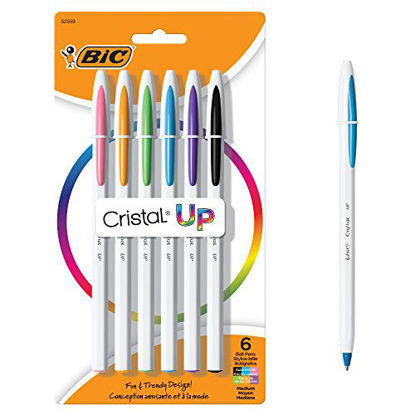 Picture of BIC Cristal Up Ballpoint Pen, Medium Point (1.2mm), Assorted Colors, 6-Count