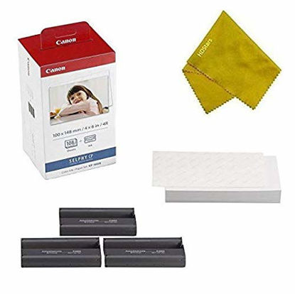 Picture of Canon KP-108IN 3 Color Ink Cassette and 108 Sheets 4 x 6 Paper Glossy for SELPHY CP1300, CP1200, CP910, CP900, CP760, CP770, CP780 CP800. Bonus: Quality Photo Microfiber Cloth