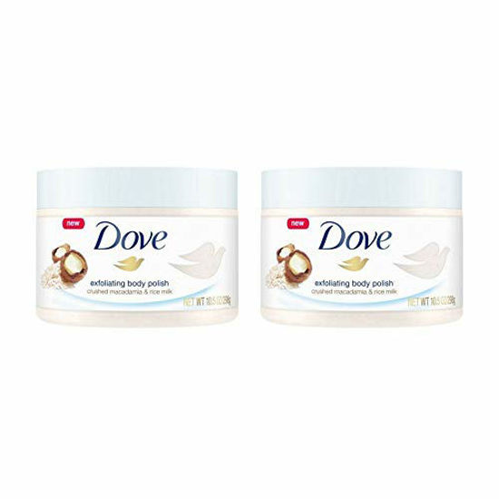Picture of Dove Exfoliating Body Polish Body Scrub Macadamia & Rice Milk 10.5 oz (2 pack)