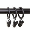 Picture of Lansian 20pcs Rustproof Drapery Matte Stainless Steel Metal Curtain Rings with Clips 2 inch Drapery Rings, Vintage Black (2" Interior Diameter)