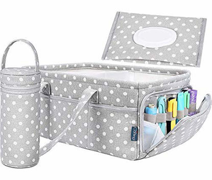Picture of Baby Diaper Caddy Organizer | Baby Shower Registry Must Haves For Boy Girl Gifts Newborn Essentials Basket | Nursery Decor Changing Table Storage For New Mom With Bottle Cooler Bag by Sweet Carling