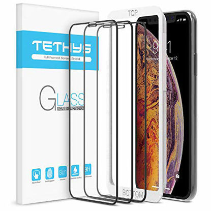 Picture of TETHYS Glass Screen Protector Designed for Apple iPhone 11 Pro Max/iPhone Xs Max (6.5") [Edge to Edge Coverage] Full Protection Durable Tempered Glass [Guidance Frame Included] - Pack of 3