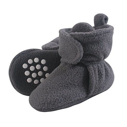Picture of Luvable Friends Unisex Baby Cozy Fleece Booties, Charcoal, 12-18 Months