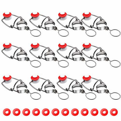 Picture of FERRODAY [12 +12] 18mm Swing Top Glass Bottle Caps Flip Top Beer Bottle Cap Beer Bottle Airtight Lids Leakproof Easy Cap Swing Top Beer Bottle Cap 12 Swing Cap with Replacement Silicone Gaskets