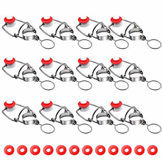 Picture of FERRODAY [12 +12] 18mm Swing Top Glass Bottle Caps Flip Top Beer Bottle Cap Beer Bottle Airtight Lids Leakproof Easy Cap Swing Top Beer Bottle Cap 12 Swing Cap with Replacement Silicone Gaskets