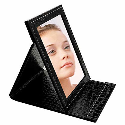 Picture of Desktop Folding Mirror, Portable Folding Vanity Mirror, Tabletop Mirror with Stand for Cosmetics Personal Beauty, Makeup Mirror