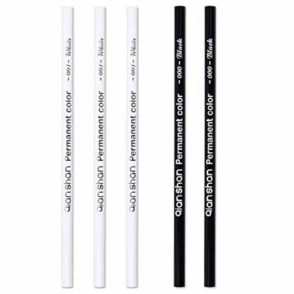 Picture of 5Pcs Black White Color Pencils - Permanent Color Drawing Pencil Oil-based Wooden Colored Pencils for Artist and Beginner Art Projects, 2 Colors of 3 White, 2 Black