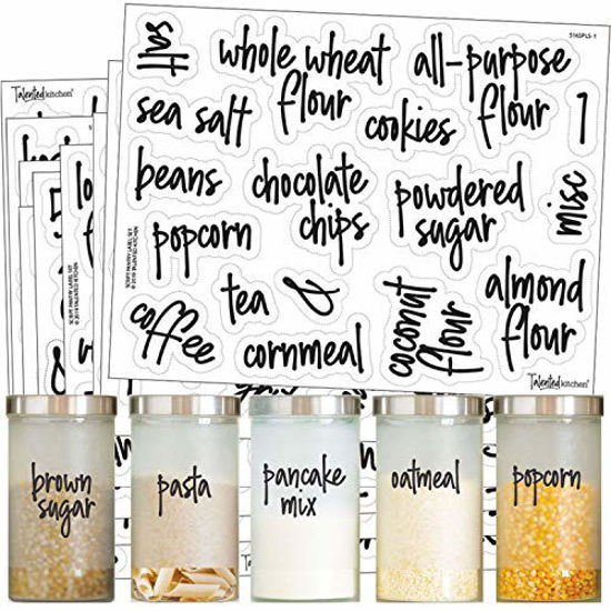Picture of Talented Kitchen 157 Script Pantry Labels - 157 Mega Set - Food Label Sticker, Water Resistant Food Labels. Preprinted Stickers Decals Jars Pantry Organization Storage (Set of 157 -Mega Script Pantry)