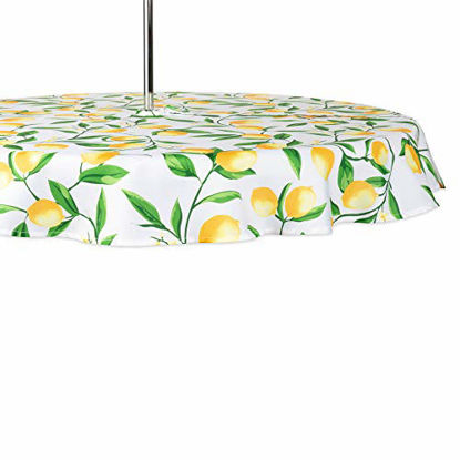 Picture of DII CAMZ11291 Spring & Summer Outdoor Tablecloth, Spill Proof and Waterproof with Zipper and Umbrella Hole, Host Backyard Parties, BBQs, Family Gatherings - (Seats 2 to 4), 60" Round w, Lemon Bliss