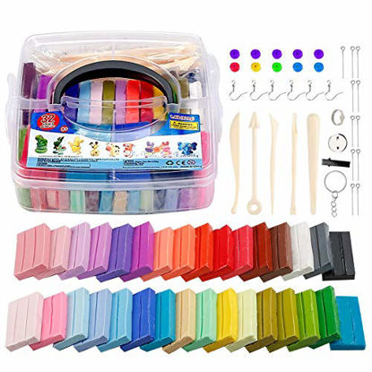 Picture of 32 Colors Polymer Clay Starter Kit, QMayer Oven Bake Clay 0.7oz/Block Soft Modeling Clay Non-Toxic DIY Craft Clay with Sculpting Tools for Boys Girls, Kids Gifts (1.94LB)