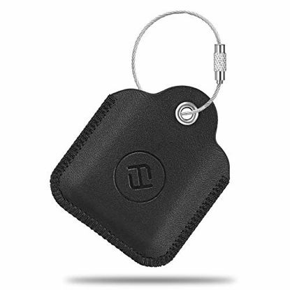 Picture of Fintie Genuine Leather Case for Tile Mate / Tile Pro / Tile Sport / Tile Style / Cube Pro Key Finder Phone Finder, Anti-Scratch Protective Skin Cover with Keychain, Black
