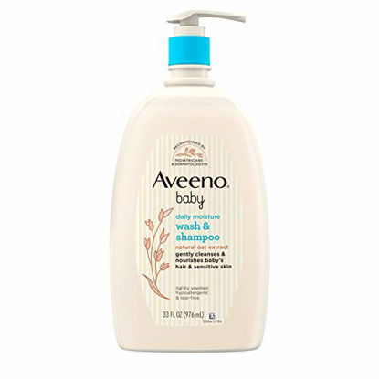 Picture of Aveeno Baby Gentle Wash & Shampoo with Natural Oat Extract, Tear-Free & Paraben-Free Formula for Hair & Body, Lightly Scented, 33 fl. oz