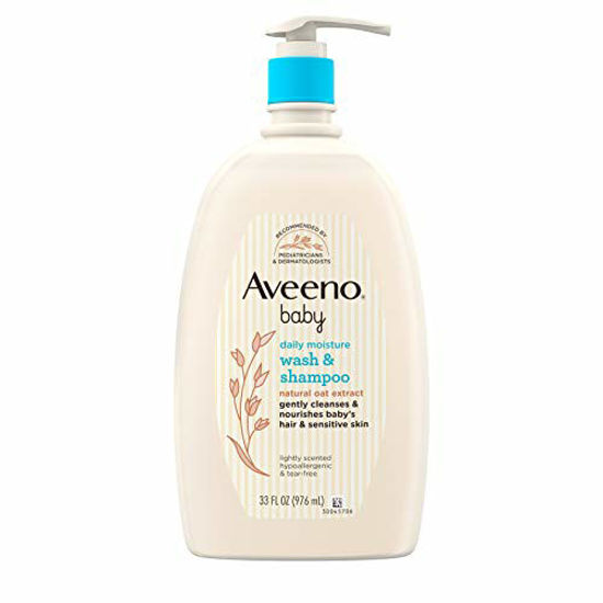 Picture of Aveeno Baby Gentle Wash & Shampoo with Natural Oat Extract, Tear-Free & Paraben-Free Formula for Hair & Body, Lightly Scented, 33 fl. oz
