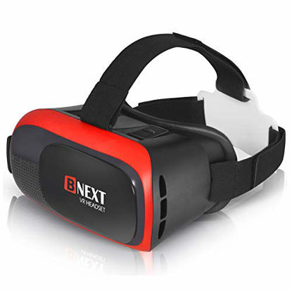 Picture of VR Headset Compatible with iPhone & Android - Universal Virtual Reality Goggles for Kids & Adults - Your Best Mobile Games 360 Movies w/ Soft & Comfortable New 3D VR Glasses (Red)