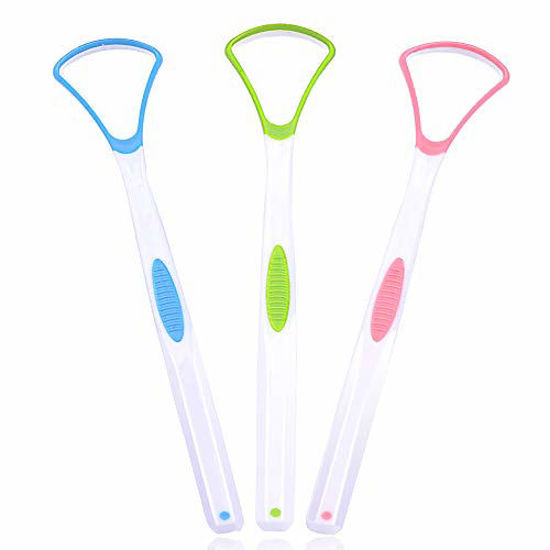 Picture of [Soft Silicon] 3PCS Tongue Scraper Cleaner, Oral Scrapers, Premium Sweeper Sets, Bad Breath Cure Tools, Effective Kits