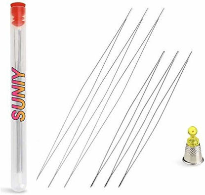 Picture of 6 Pieces Big Eye Beading Needles with Needle Bottle (2.2 inch, 3 inch)