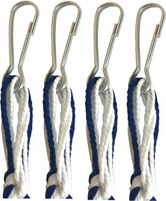 Picture of Holy Land Market Pants/Jeans Tzitzits (Set of Four) White with Blue Thread - Tassels with Hanging Hooks (with Longer Blue Messiah Thread) (Royal Blue)