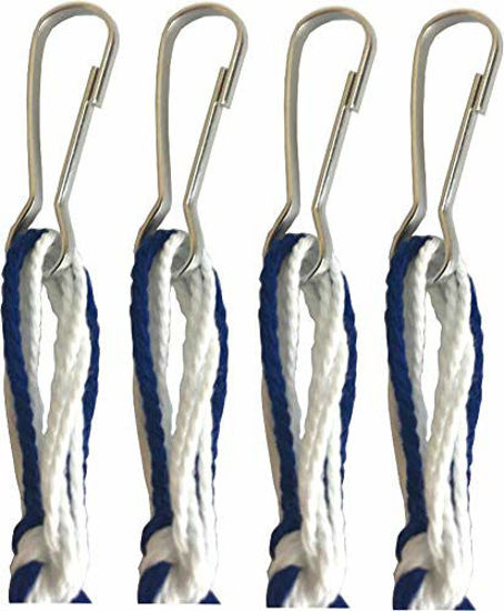 Picture of Holy Land Market Pants/Jeans Tzitzits (Set of Four) White with Blue Thread - Tassels with Hanging Hooks (with Longer Blue Messiah Thread) (Royal Blue)