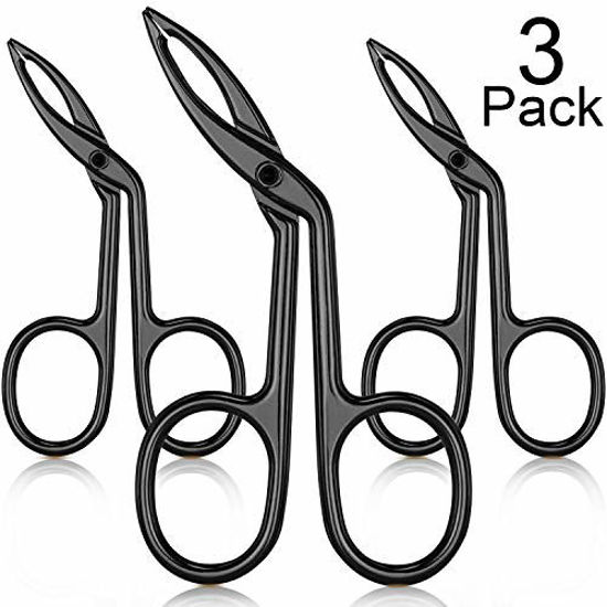 Picture of 3 Packs Eyebrow Tweezers, Scissors Shaped Eyebrow Straight Tip Tweezers Clip, Flat Tip Tweezers Hair Plucker, Straight Tip Hairgripping Eyebrow (Black Plated)