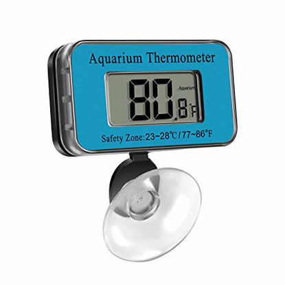 Picture of Aquarium Thermometer LCD Digital Waterproof Thermometer with Suction Cup Fish Tank Water Temperature for Fish Like Betta