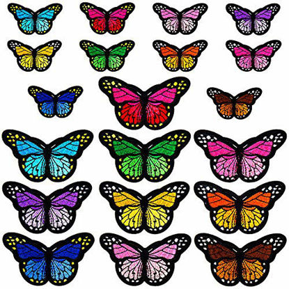 AUGSUN 40pcs Butterfly Iron on Patches, 2 Size Embroidered Sew Applique  Repair Patch