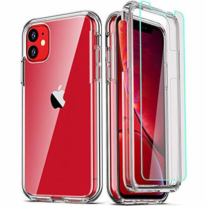Picture of COOLQO Compatible with iPhone 11 Case, and [2 x Tempered Glass Screen Protector] for Clear 360 Full Body Coverage Hard PC+Soft Silicone TPU 3in1 Shockproof Protective Phone Cover