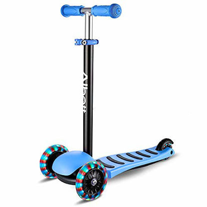 Picture of Albott 3 Wheels Kick Scooter for Kids Toddlers Scooter with PU LED Flashing Wheels, Lean to Steer, Adjustable Height for Children Boys & Girls from 3 to 10 Year Old (Blue)