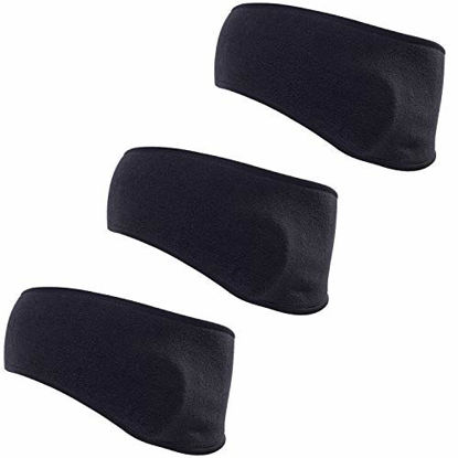Picture of YOSUNPING Fleece Ear Warmers/Ear Muffs Headband/Thermal Ear Band for Men & Women Ear Covers Perfect for Running Yoga Skiing Workout Cycling Bike Sports in Winter Cold-3pcs-Black/Black/Black
