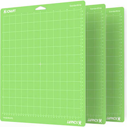 Picture of Xinart StandardGrip Cutting Mat for Cricut Maker/Explore Air 2/Air/One(12x12 Inch, 3 Mats) Standard Adhesive Sticky Green Quilting Cricket Cutting Mats Replacement Accessories for Cricut