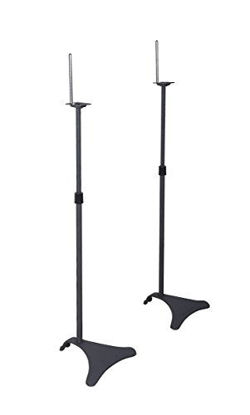 Picture of Atlantic Adjustable Height Speaker Stands Black - Set of 2 Holds Satellite Speakers, Adjustable Stand Height from 27 to 48 inch, Heavy Duty Powder Coated Aluminum with Wire Management PN77305018