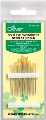 Picture of CLOVER 235 No. 3-9 Gold Eye Embroidery Needles, Pack of 16