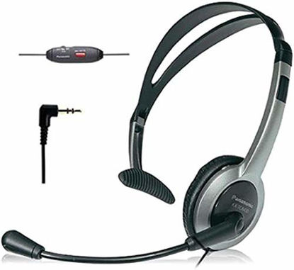 Picture of Panasonic KX-TCA430 Comfort-Fit, Foldable Headset with Flexible Noise-Cancelling Microphone and Volume Control, Regular, Grey/Silver